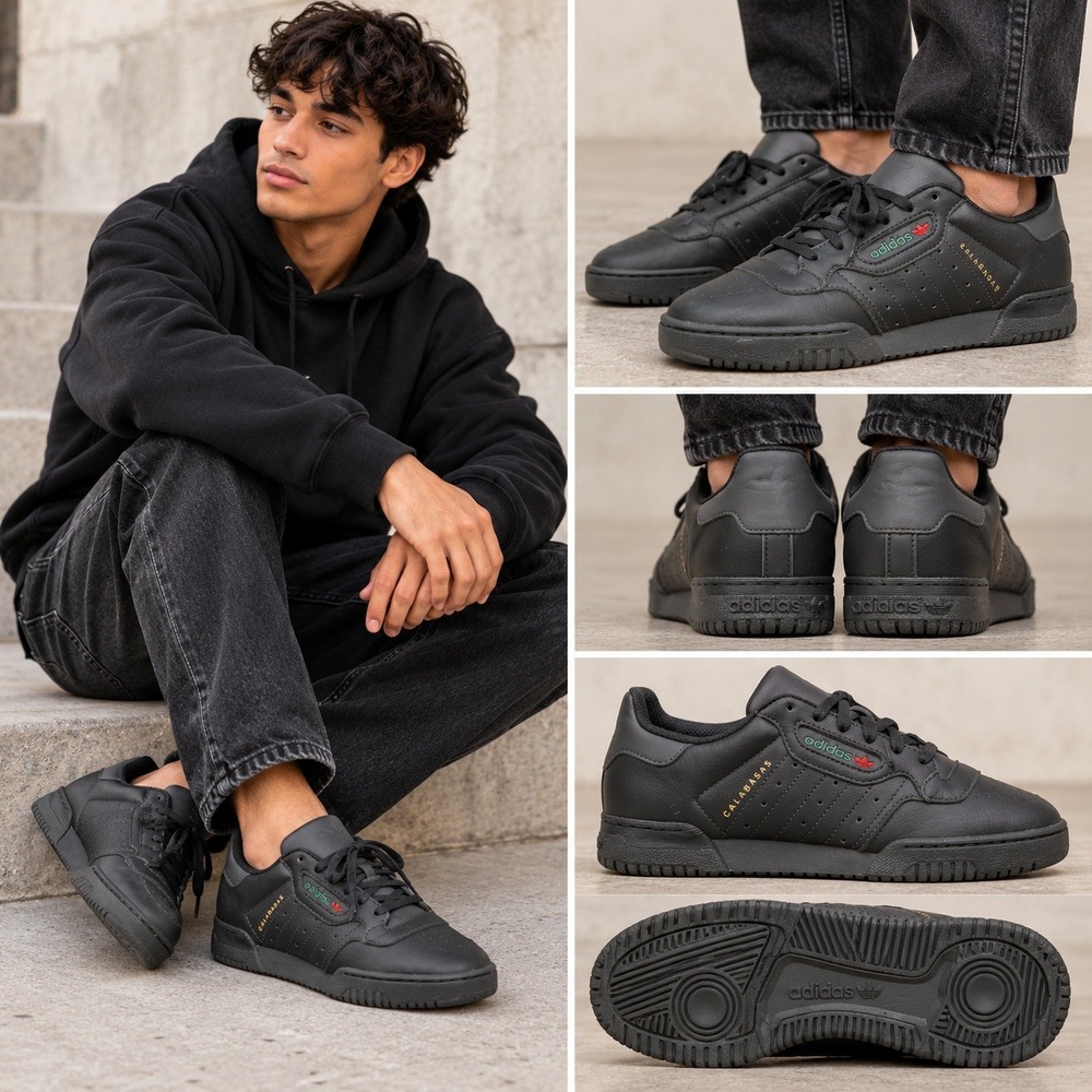 Adidas Yeezy Powerphase Calabasas Core Black CG6420 Men's 6 Leather 2018